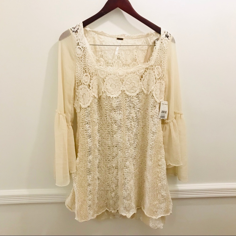 NWT Free People Aurora Crochet Knit Dress medium cream white ivory - Picture 9 of 9